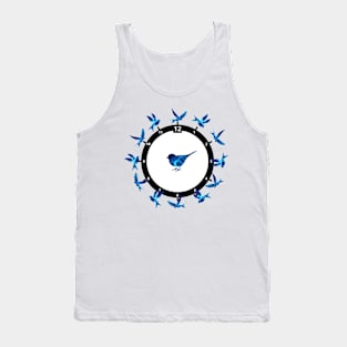 Time Flies Blue Birds around the clock Tank Top